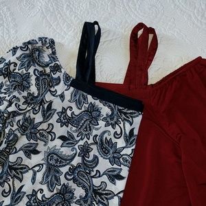 (Lot of 2) Cold shoulder double layer tops